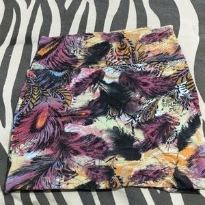 Multi color peacock mini skirt